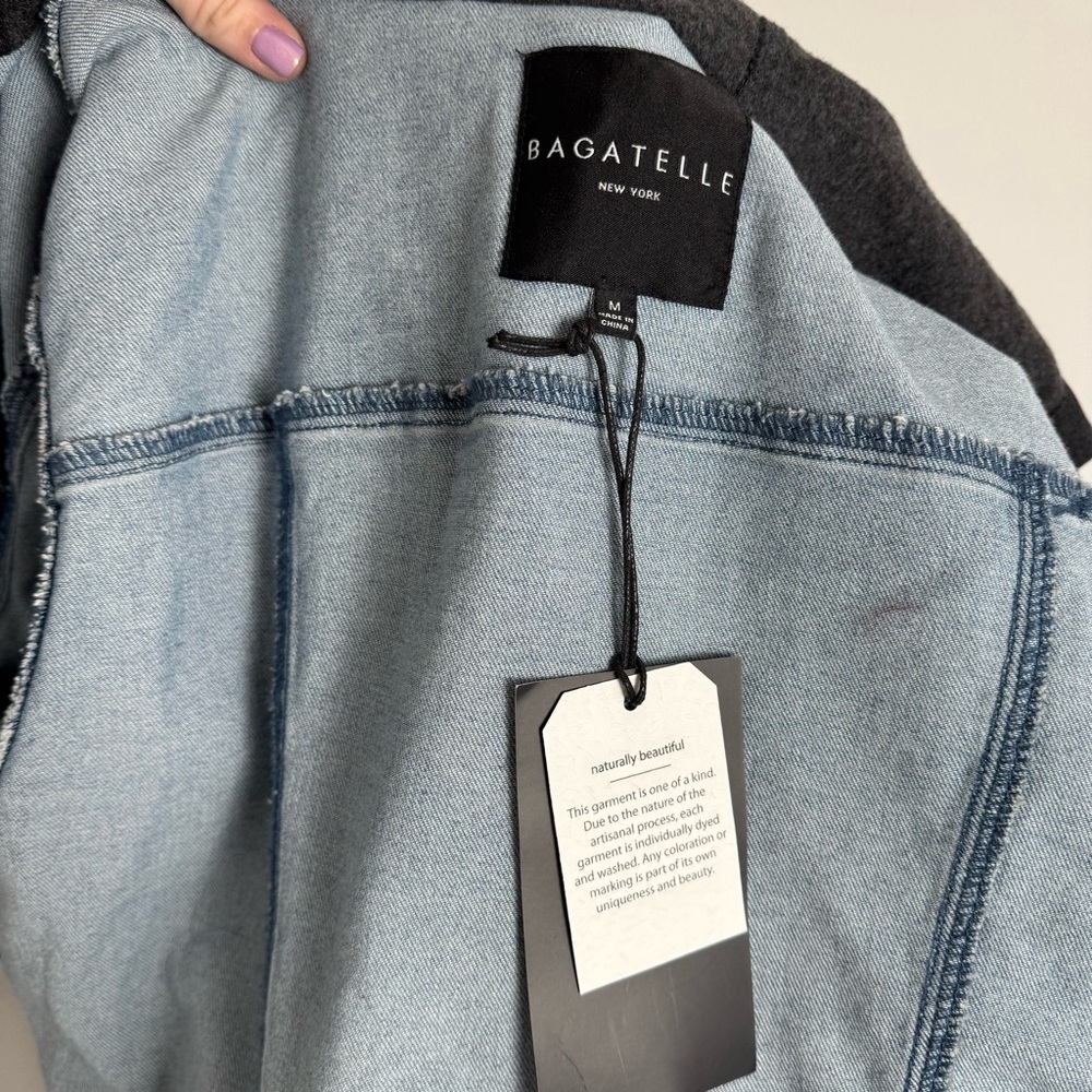 NWT Bagatelle Blue Denim Jacket with Gray Hood - Picture 6 of 10